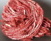 Art Yarn- Red Handspun Wool : "Heart Throb"