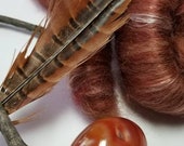 Rolags- Wool and Silk -Feather, Stone, Stick Spinspiration Fiber Blend for Yarn Spinning 70g/ 2.5 oz.