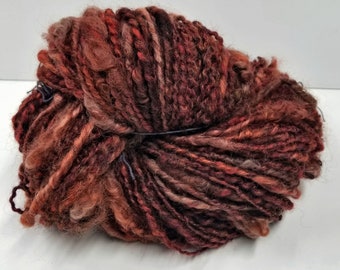 Art Yarn- Rusty Red Handspun Wool : "Hagitude"