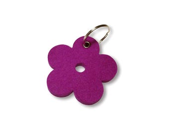 Merino Wool Felt Flower Keychain / Key Fob