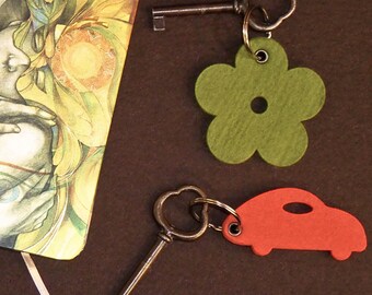 Merino Wool Felt Car Keychain / Key Fob