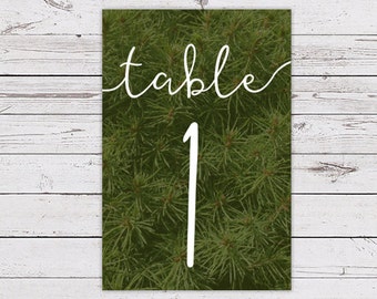 Printable Table Number Card - Evergreen