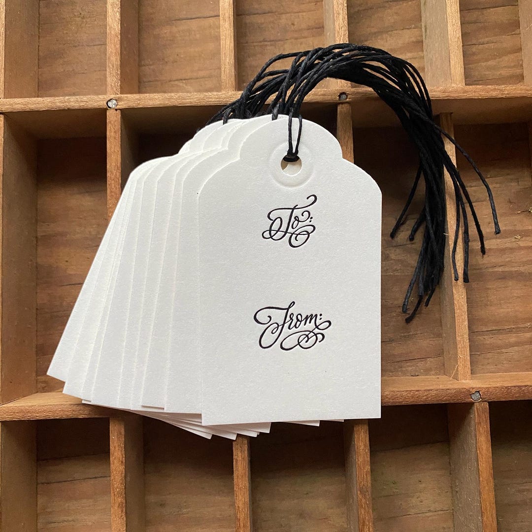 Fancy Script Gift Tags - 10 Letterpress Generic to From Hang Labels - Etsy