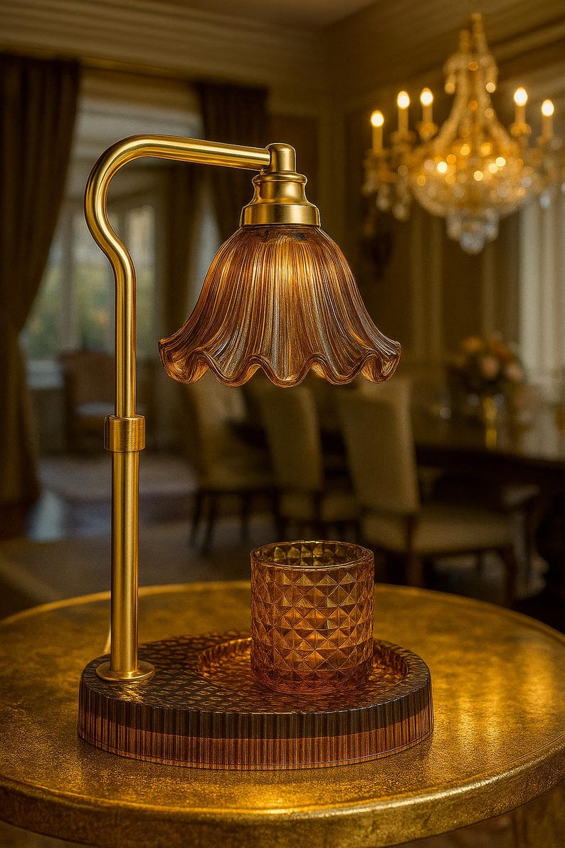 Dimmable Flower Candle Warmer Lamp - small modern nightstand light