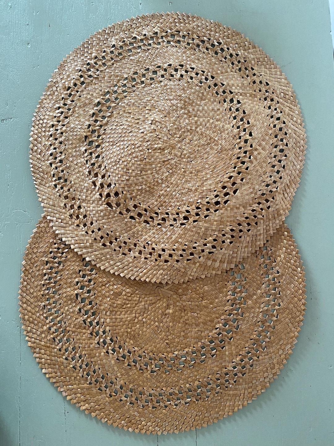 Set of Woven Reed Round Circular Place Mats Matching - Etsy