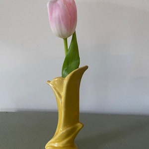 Vintage Ceramic Pottery Vase Yellow Floral Design