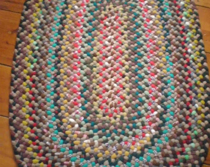 Vintage Oval Hand Braided Rag Rug Etsy