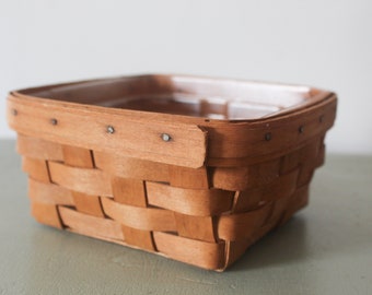 Longenberger Shallow Square Basket with Plastic Liner - 1990