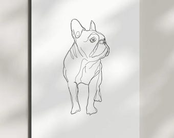 フレンチブルドッグのグラファイト画：リアルなペットの肖像画アート