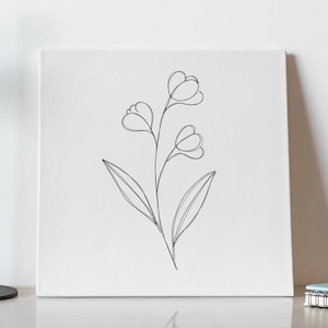 Minimalist Flower Line Art SVG Bundle – 8 Floral One Line Drawings – Digital Download Botanical Wall Art – Aesthetic Flower Clipart & Prints
