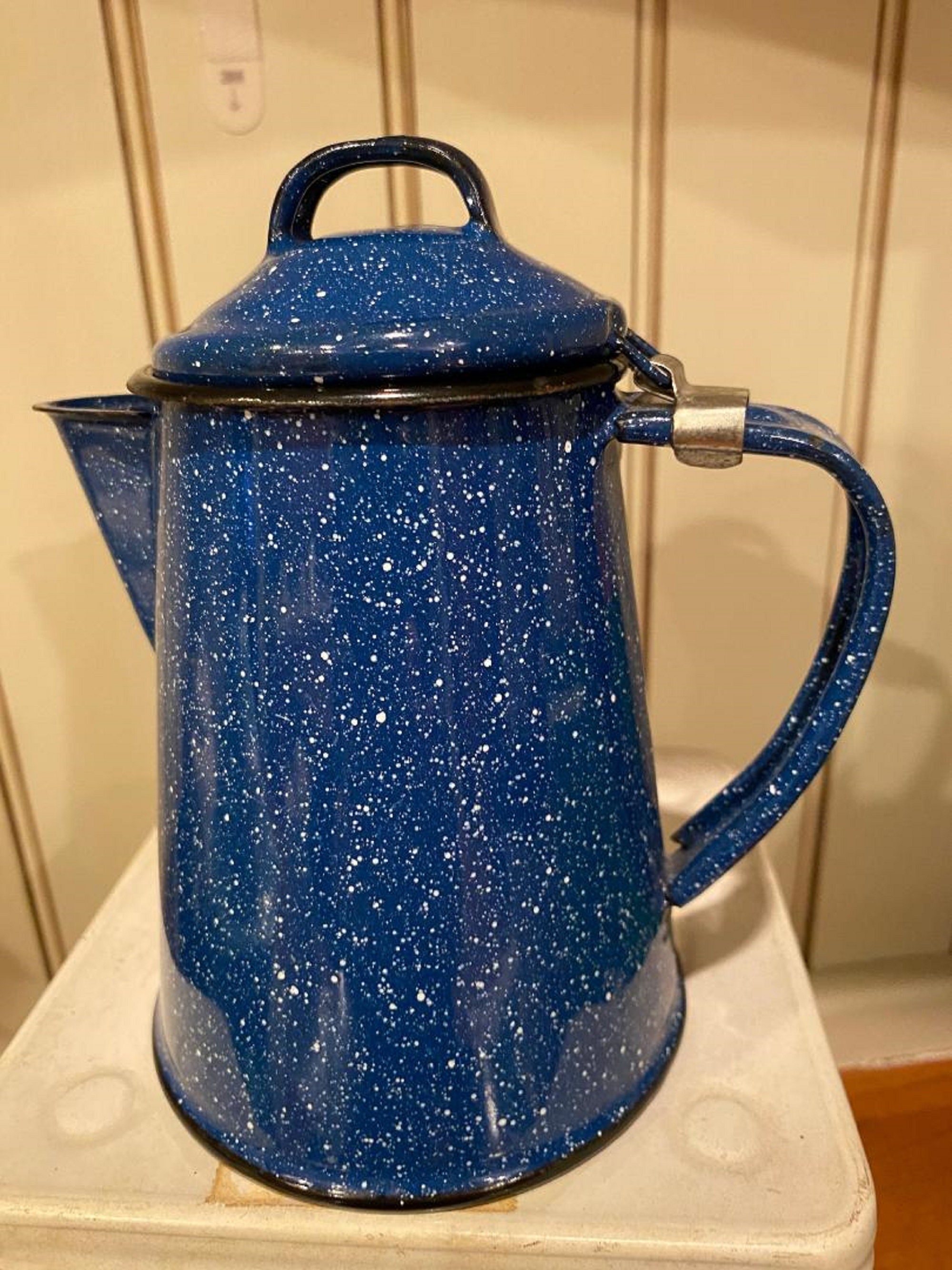 Black Vintage Speckled Graniteware Coffee Pot - Gaslight Square