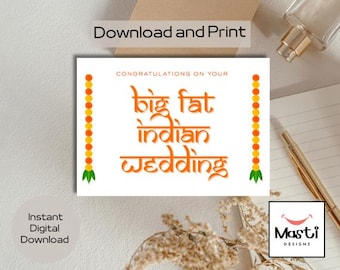 Funny Indian Wedding Card Printable | Desi Shaadi Digital Download | South Asian Marriage Card | Instant Print Card