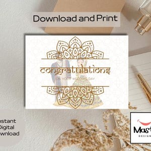 Carte de mariage indienne imprimable | Téléchargement numérique Desi Shaadi | carte de mariage sud-asiatique | Carte à impression instantanée