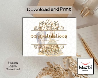 Indian Wedding Card Printable | Desi Shaadi Digital Download | South Asian Marriage Card | Instant Print Card