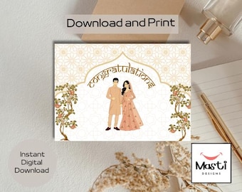 Indian Wedding Card Printable | Desi Shaadi Digital Download | South Asian Marriage Card | Instant Print Card