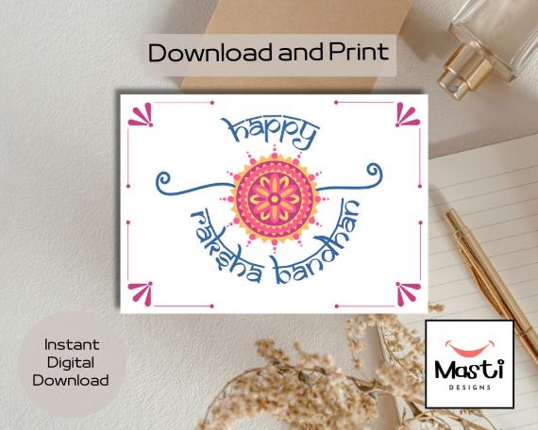 Raksha Bandhan Card Printable | Brother Sister Digital Card | Desi ...