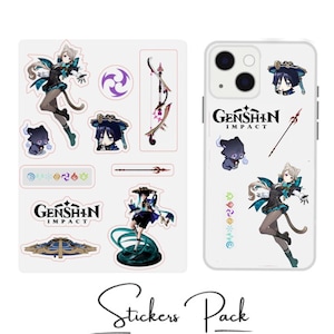 Stickerpack 3D Genshin Impact – Stickers & Autocollants Téléphone et Ordinateur Héros Armes Légendaires | Cadeau Idéal Rasoir Xiao Chongyun