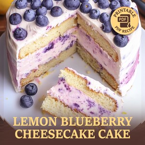 BEST RECIPE for Lemon Blueberry Cheesecake Cake, Download PDF, Cheesecake Recipe, Family Gatherings, Holiday Parties, Brunch, Afternoon Tea