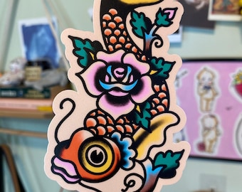 Japanese Koi Fish Traditional Tattoo Sticker