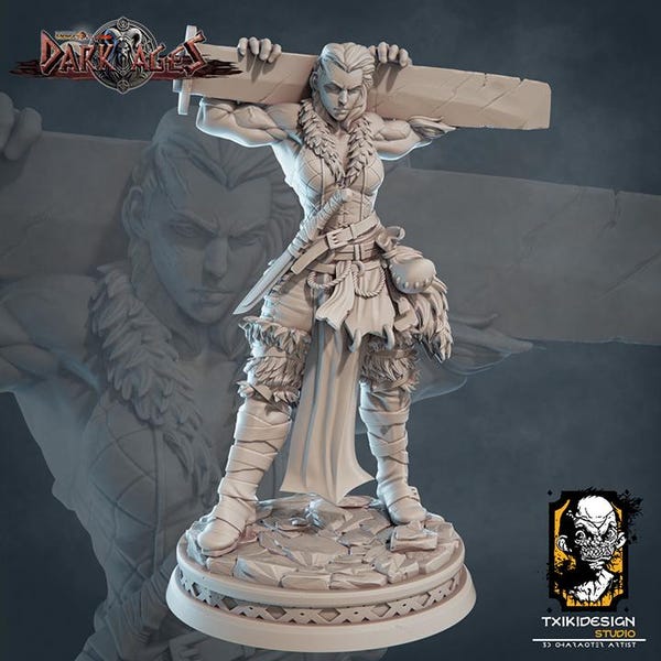 Miniatura de bárbara femenina: figura de rol de resina tipo ABS.