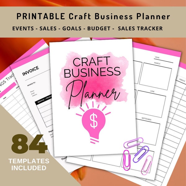 PRINTABLE Craft Business Pink Planner Template Bundle Small Business Home Business Planner Craft Order Form Binder Organize Handmade Log