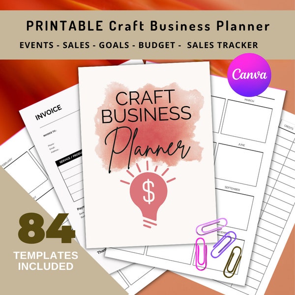 PRINTABLE Craft Business ORANGE SAND Planner Template Bundle Small Business Home Business Planner Craft Order Form  Organize Handmade Log