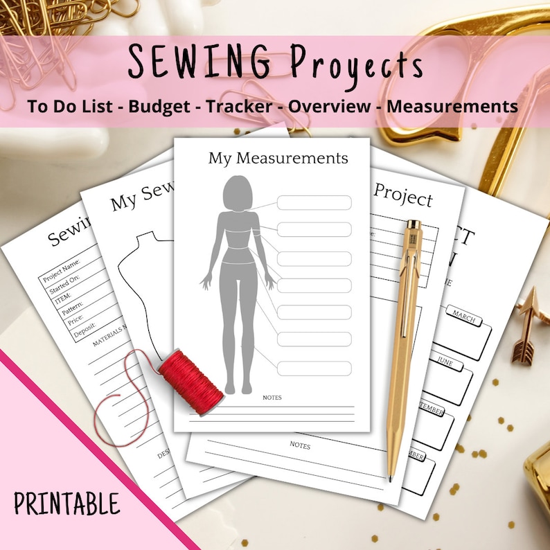 PRINTABLE Sewing Project Planner 51 Templates Printable Journal Agenda Planner, Quilting Organizer Notebook Tracker Diary Sewing Gift PDF image 2