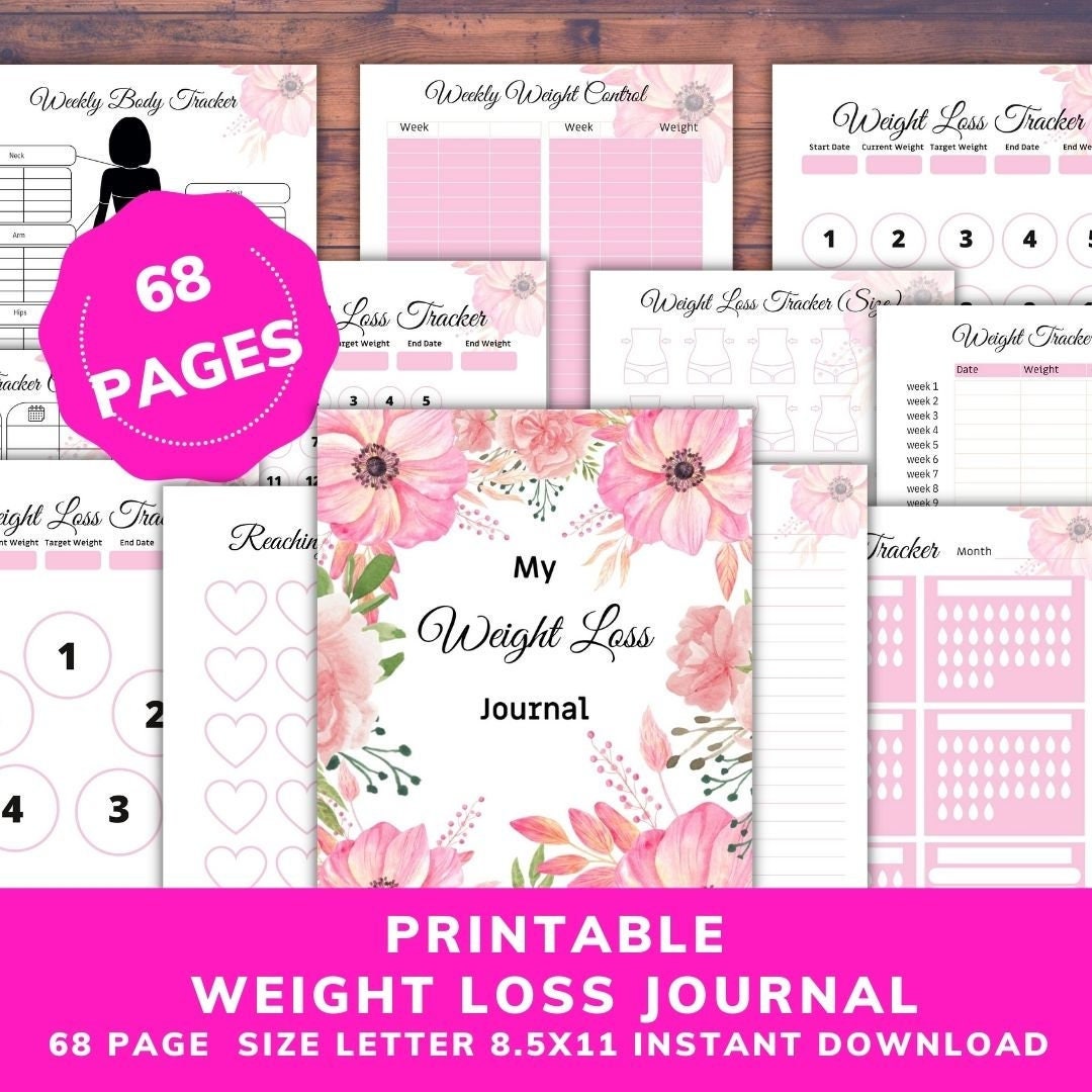 Pink Weight Loss Journal Weight Loss Journal Printable Meal Etsy