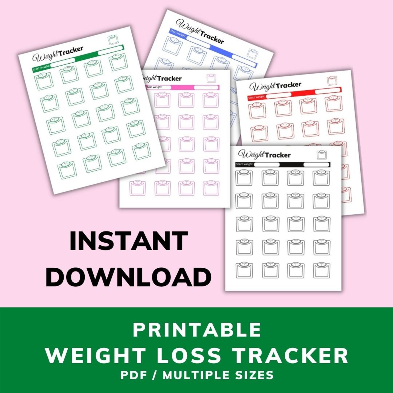 Printable Weight Loss Tracker Planner Journal Digital Weight Etsy