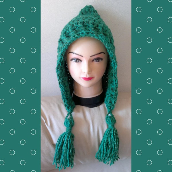 Crochet PATTERN Pixie Hood Hat with tassel for Beginners -  All Sizes Newborn to Adult Number 105 INSTANT DOWNLOAD