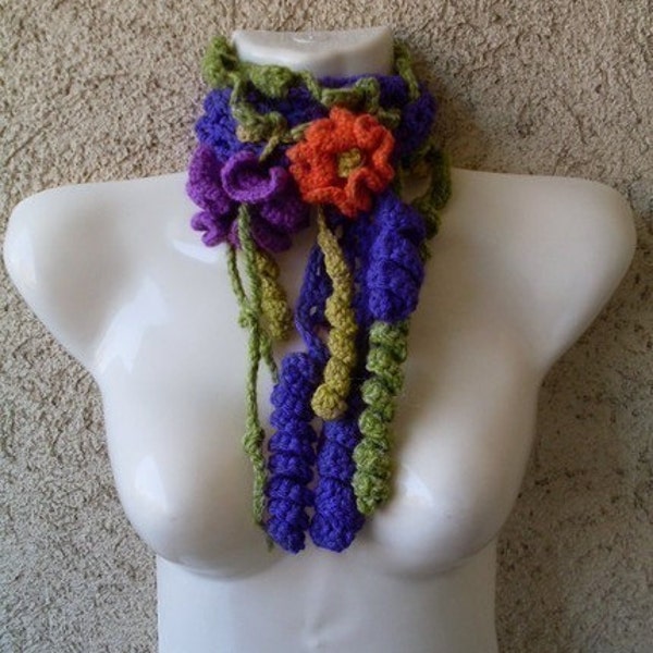 Pattern  02  Crochet Freeform Scarf Fashion Accessory - Corkscrew Stitch - Necklace - Scarflette - Collar INSTANT DOWNLOAD