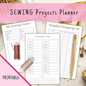 PRINTABLE Sewing Project Planner 51 Templates Printable Journal Agenda Planner, Quilting Organizer Notebook Tracker Diary Sewing Gift PDF image 4