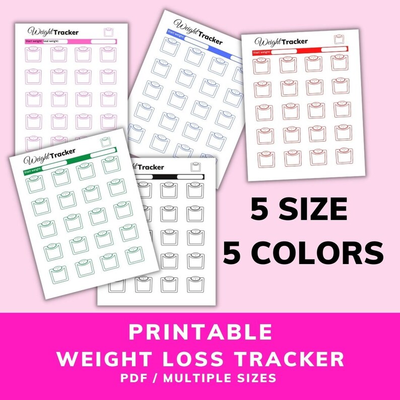 Printable Weight Loss Tracker Planner Journal Digital Weight Etsy