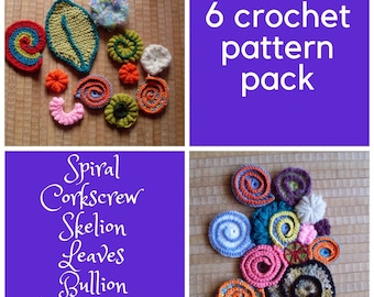 6 Crochet & Knit Pattern Pack  Freeform  - Learn 6 different stitches PDF Instant Download