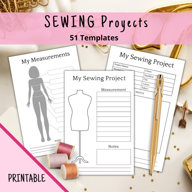 PRINTABLE Sewing Project Planner 51 Templates Printable Journal Agenda Planner, Quilting Organizer Notebook Tracker Diary Sewing Gift PDF image 3