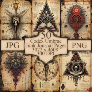 50 ilustraciones del Codex Umbrae: páginas del grimorio de magia oscura (descarga digital)