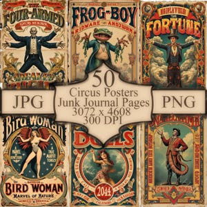 Vintage Circus Poster Bundle: Carnival Art Prints (Digital Download