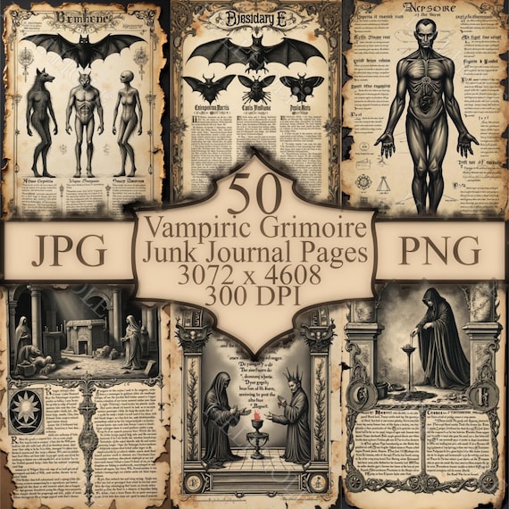 Vampiric Grimoire: 50 Gothic Illustrations for Junk Journals (Digital Download)