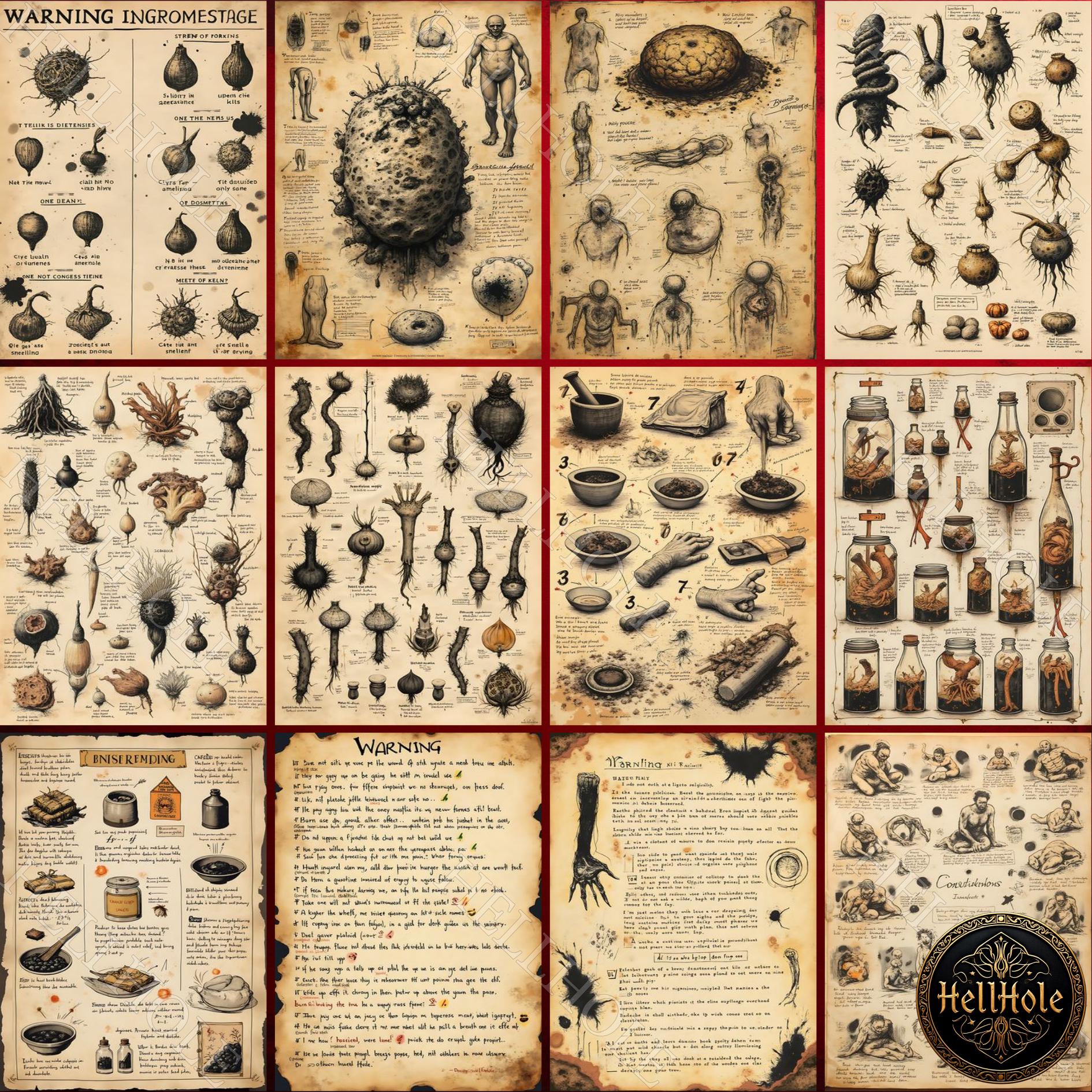 Forbidden Recipes Illustration Pack, Cursed Cooking Pages, Occult ...