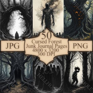 50 Cursed Forest Digital Art Prints for Horror Fantasy Lovers, Creepy Woodland Gothic Dark Aesthetic Wall Art Download