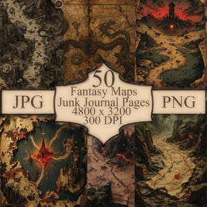 Pack d'illustrations de cartes fantastiques : 50 illustrations uniques pour D&D, jeux de rôle, scrapbooking et projets de construction d'un monde immersif