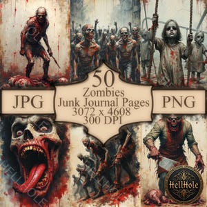 Zombie Clipart Bundle: Gruselige Horror Ephemera (Digitaler Download, PDF Link)