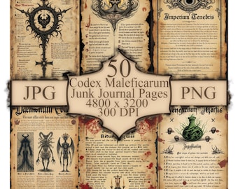 50 Witch Grimoire Pages: Vintage Occult Spells (Digital Pack)