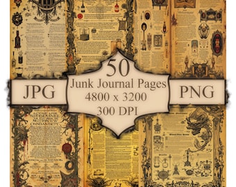 Necronomicon Page Set: 50 Dark Fantasy Gothic Illustrations (Digital Download)