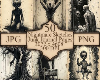 Eerie Horror Illustrations: Printable Nightmare Sketch Pack (PDF Download)