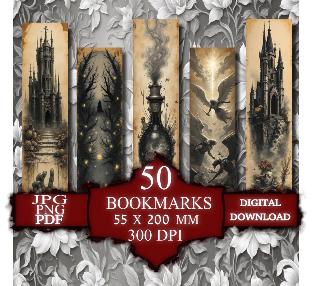 Gothic Horror Bookmarks: 50 Dark Fantasy Designs (digital Download) - Etsy
