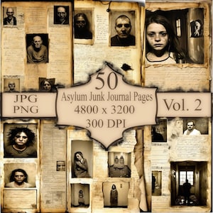 Creepy Asylum Art Prints: Dark Vintage Portraits (Digital Download)