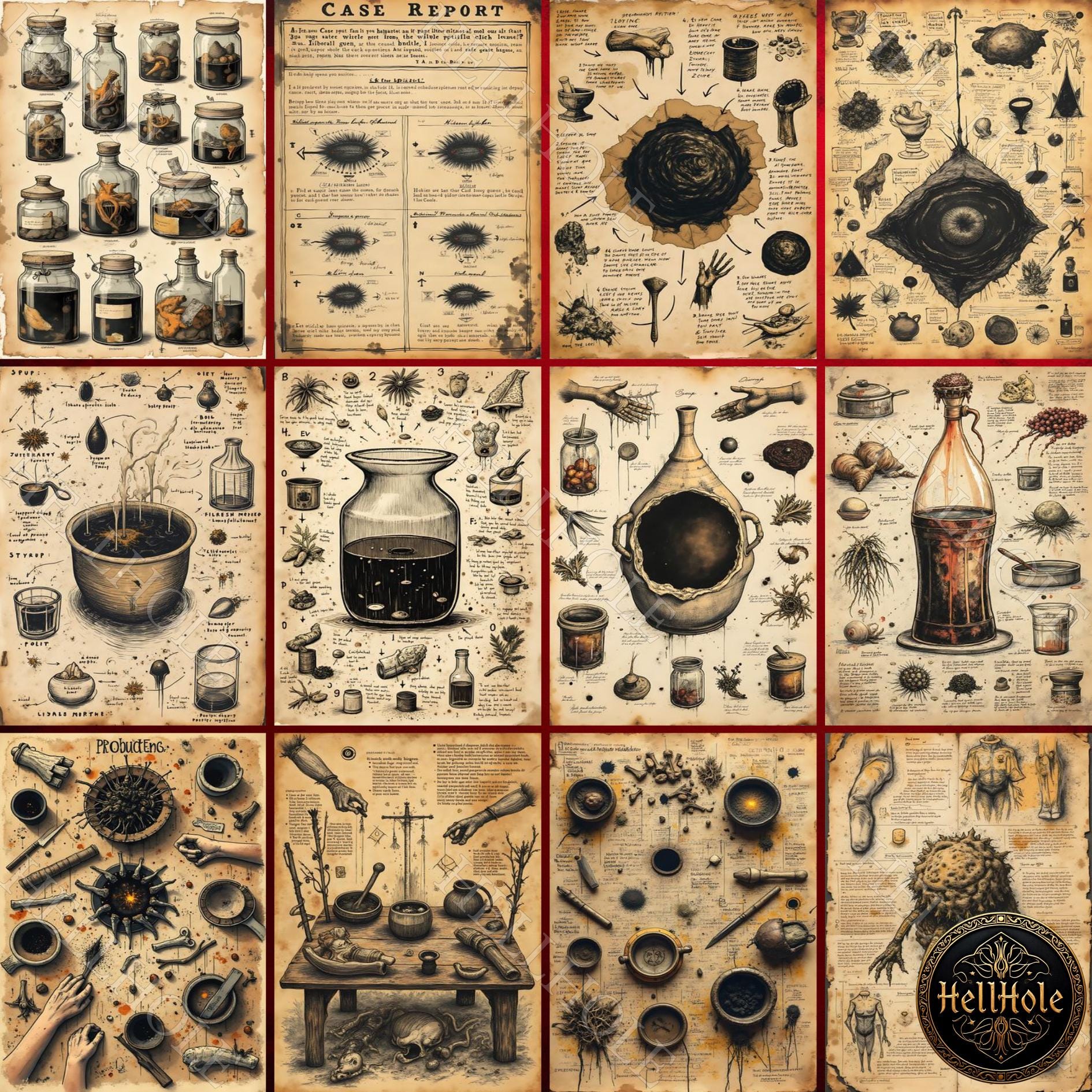 Forbidden Recipes Illustration Pack, Cursed Cooking Pages, Occult ...