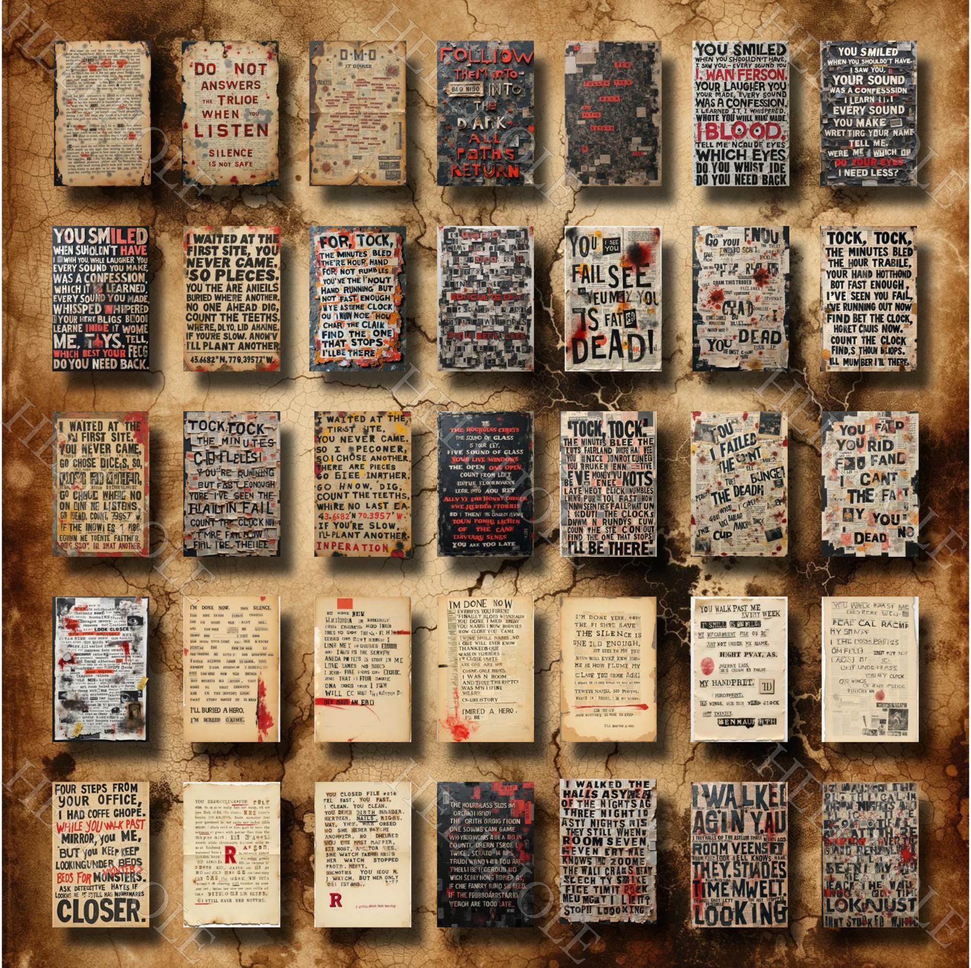 Serial Killer Letter Pages. 50 Printable Murderer Notes, Horror ...