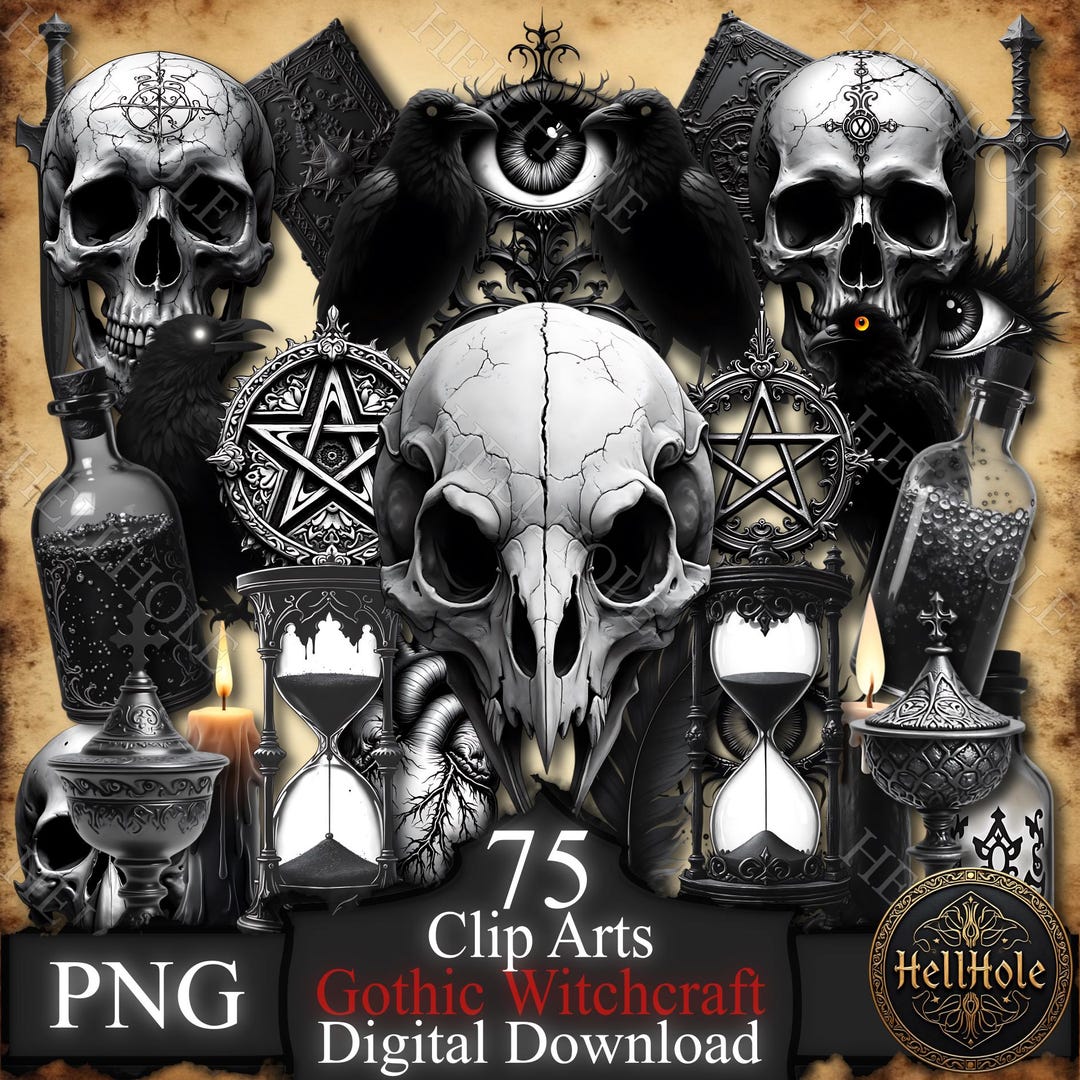 Gothic Witchcraft Clip Art Bundle With Dark Occult Illustrations ...